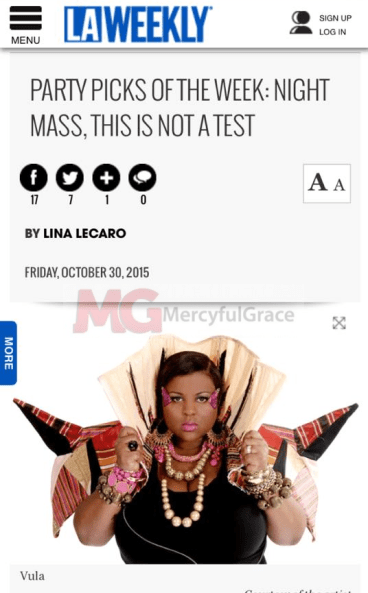 MercyfulGrace Diaries with 'Vula Malinga' - In Los Angeles by Aremuorin